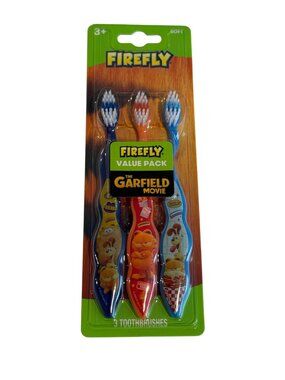 Firefly Garfield Toothbrush 3 Pack Kids Soft Bristle Movie Oral Care New